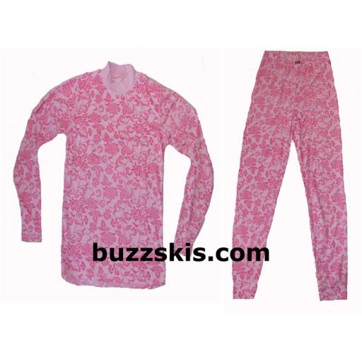 Girls Five Seasons MURIEL Thermal base layer set PINK FLORAL thermals