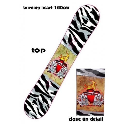 Pale BURNING HEART 160CMS All Mountain Snowboard rrp £300 NOW £129.99