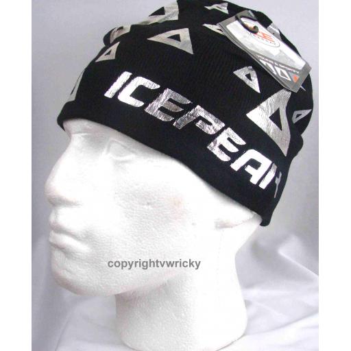 Black with silver pattern Beanie hat