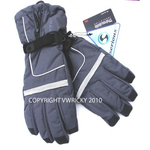 Mens Serious GREY Ski Gloves