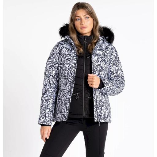 Womens Dare2b GLAMORIZE III BLACK/ WHITE ANIMAL Ski Jacket