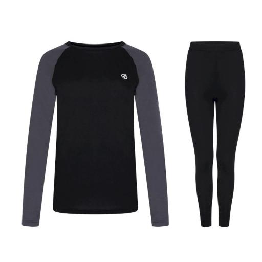 Dare2b Exchange II Black/Grey Women's Thermal Base Layer Set (Top & Bottoms)