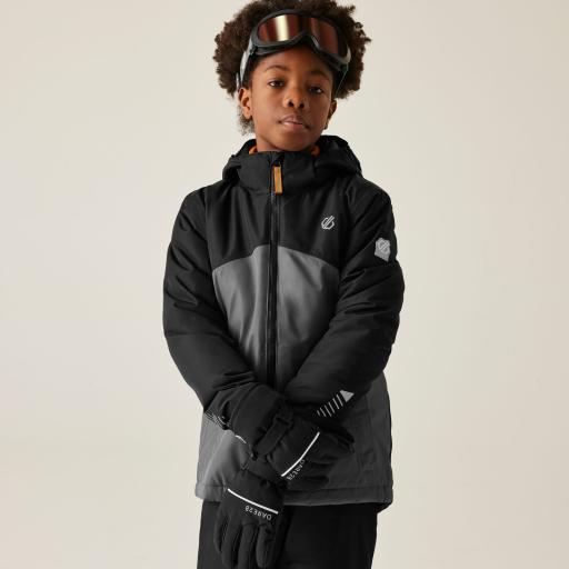 Childs' Kids' Dare2b Impose V Ski Snow Jacket Black Irongate grey Boys Ski Jacket